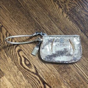 Coach gold sequin wristlet